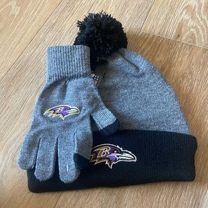 Baltimore Ravens Winter Hat & Gloves, Men’s, NWT